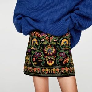 Zara Embroidered Mini Skirt